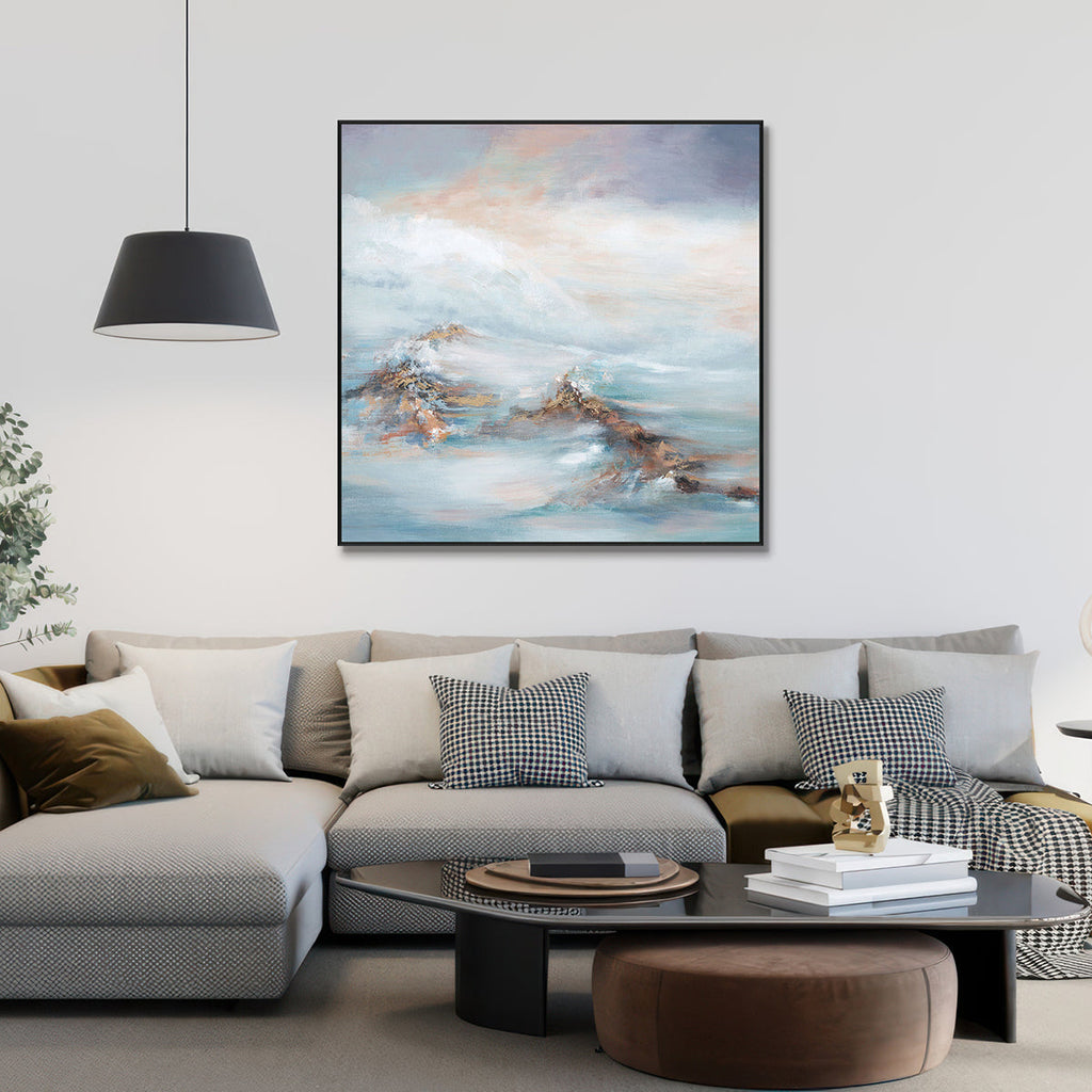 Whispering Tides Soft Ocean Abstract Painting #K5824