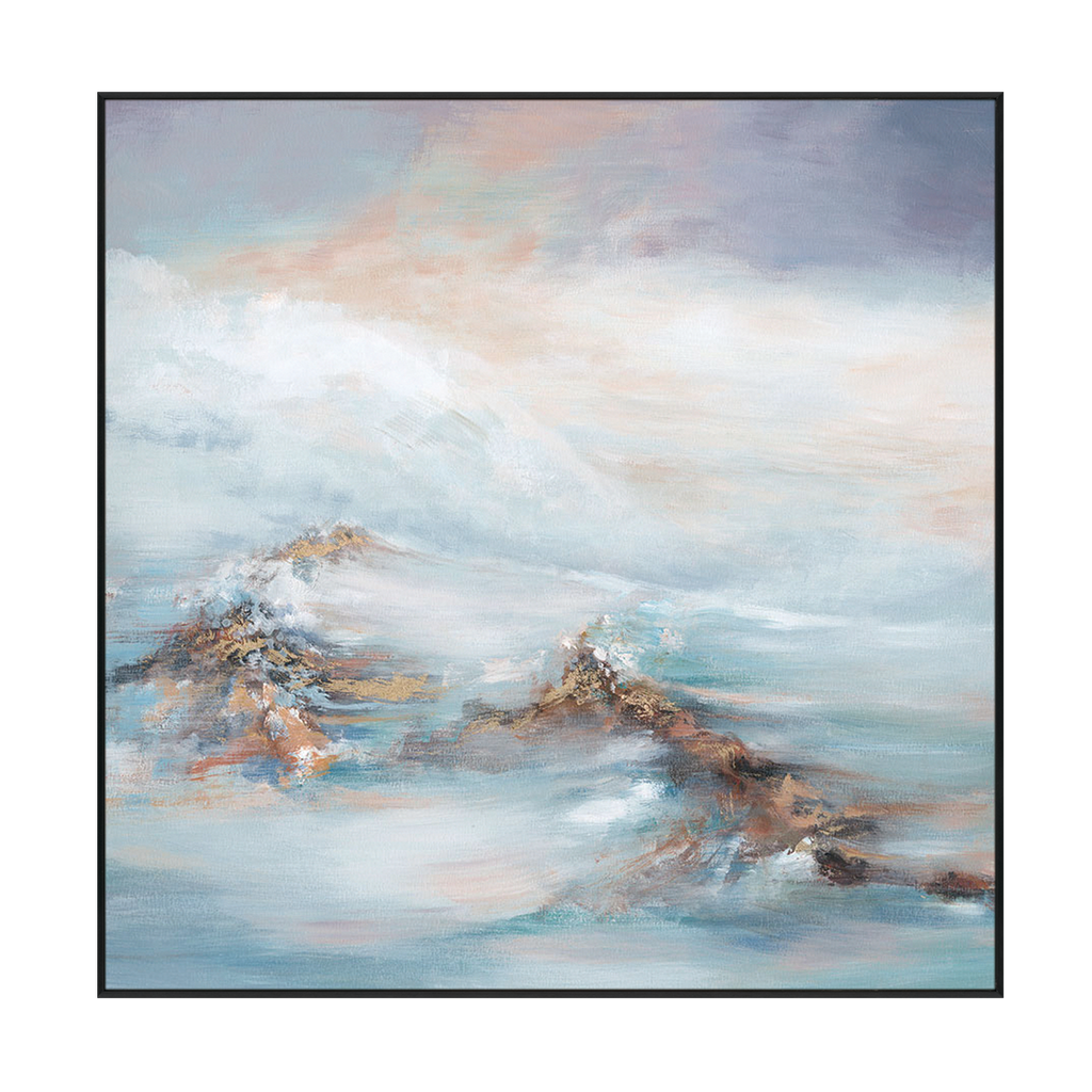 Whispering Tides Soft Ocean Abstract Painting #K5824