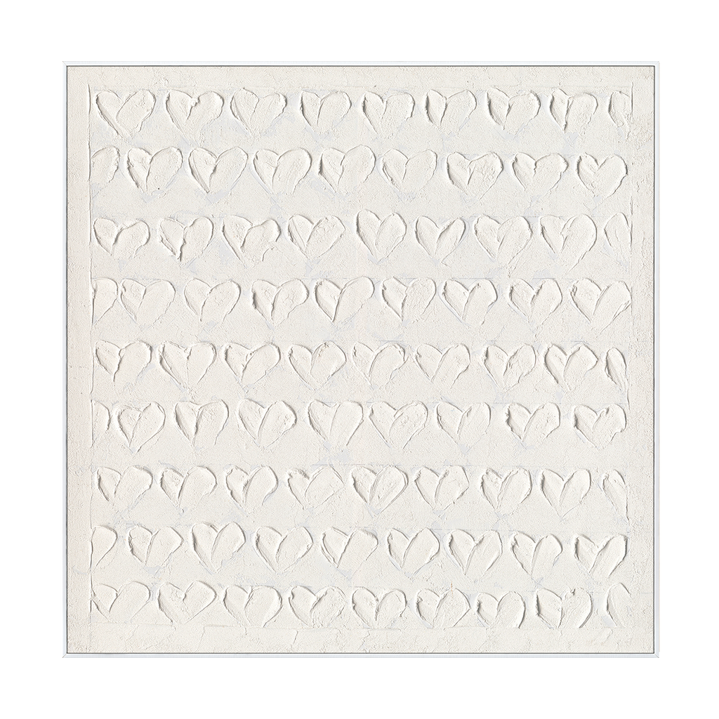 Heart Whispers White Textured Painting #M0639