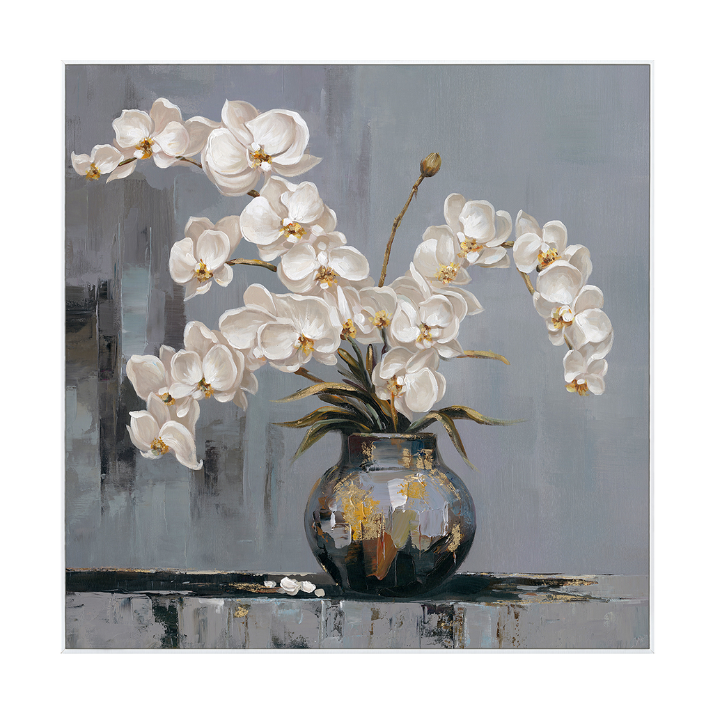 Orchid Elegance White Orchids on Grey Painting #M2723