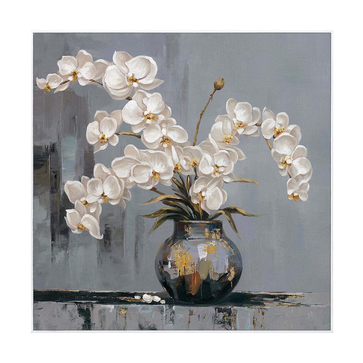 Orchid Elegance White Orchids on Grey Painting #M2723
