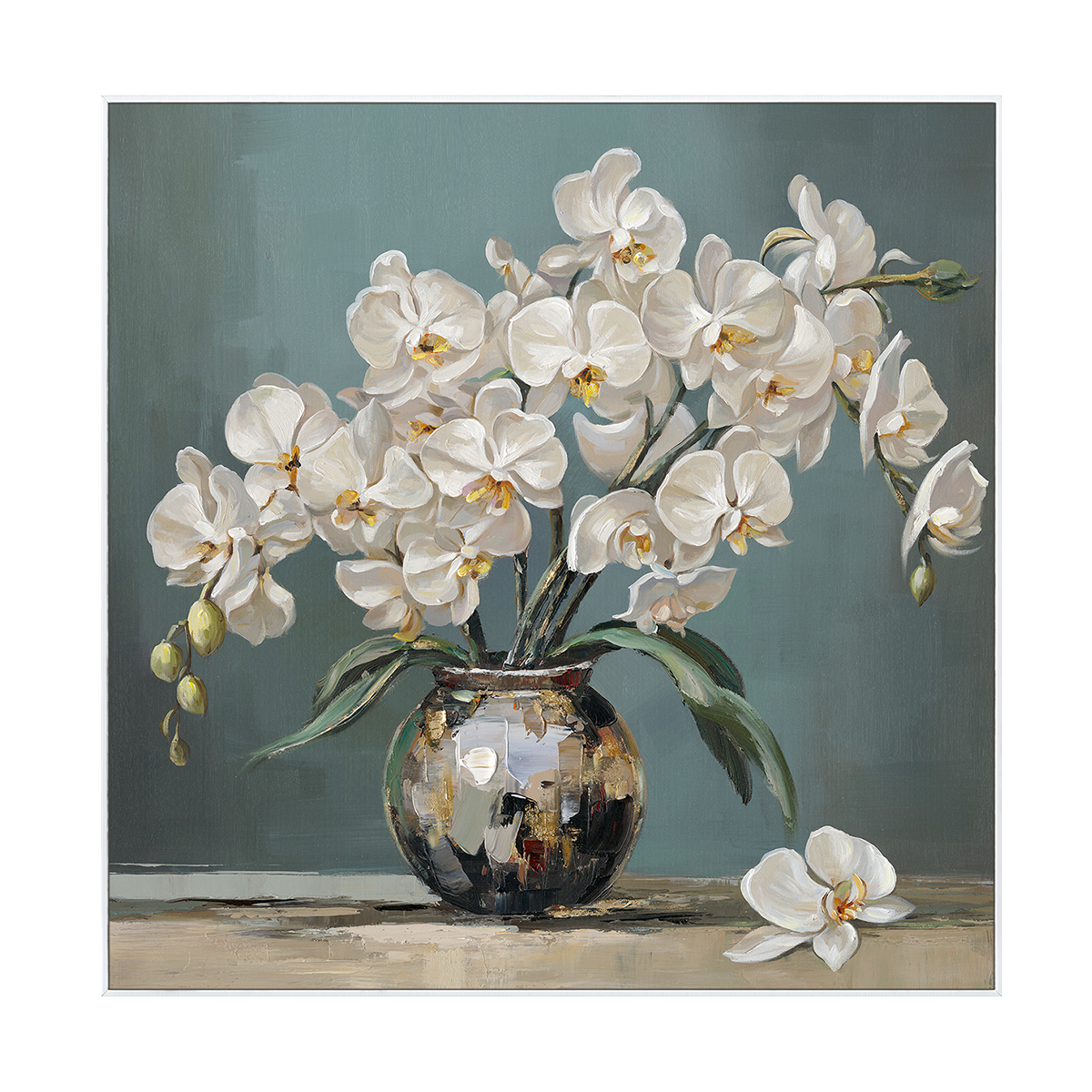 Graceful Orchids White Orchid Vase Painting #M2722