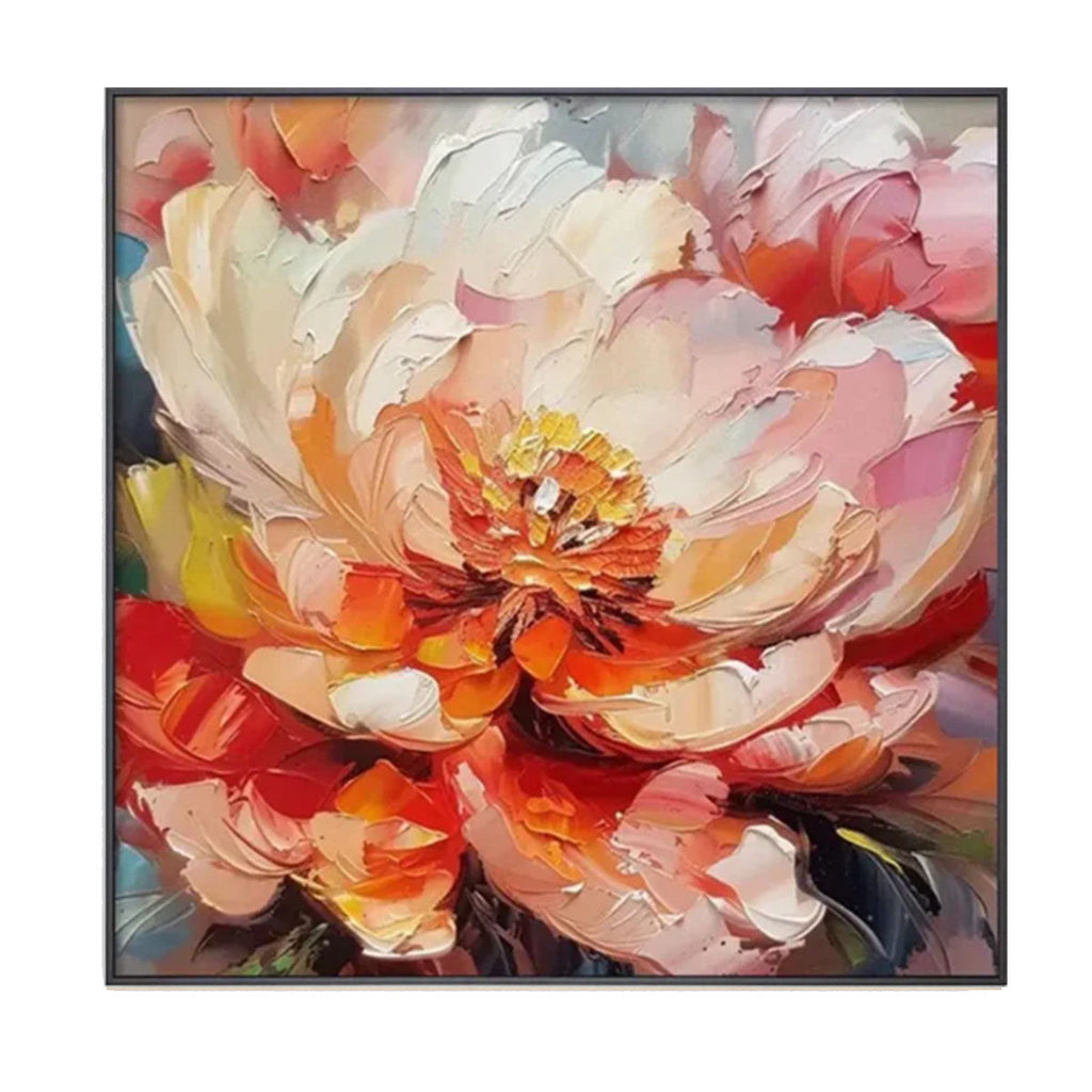 Orange Peony Textured Painting