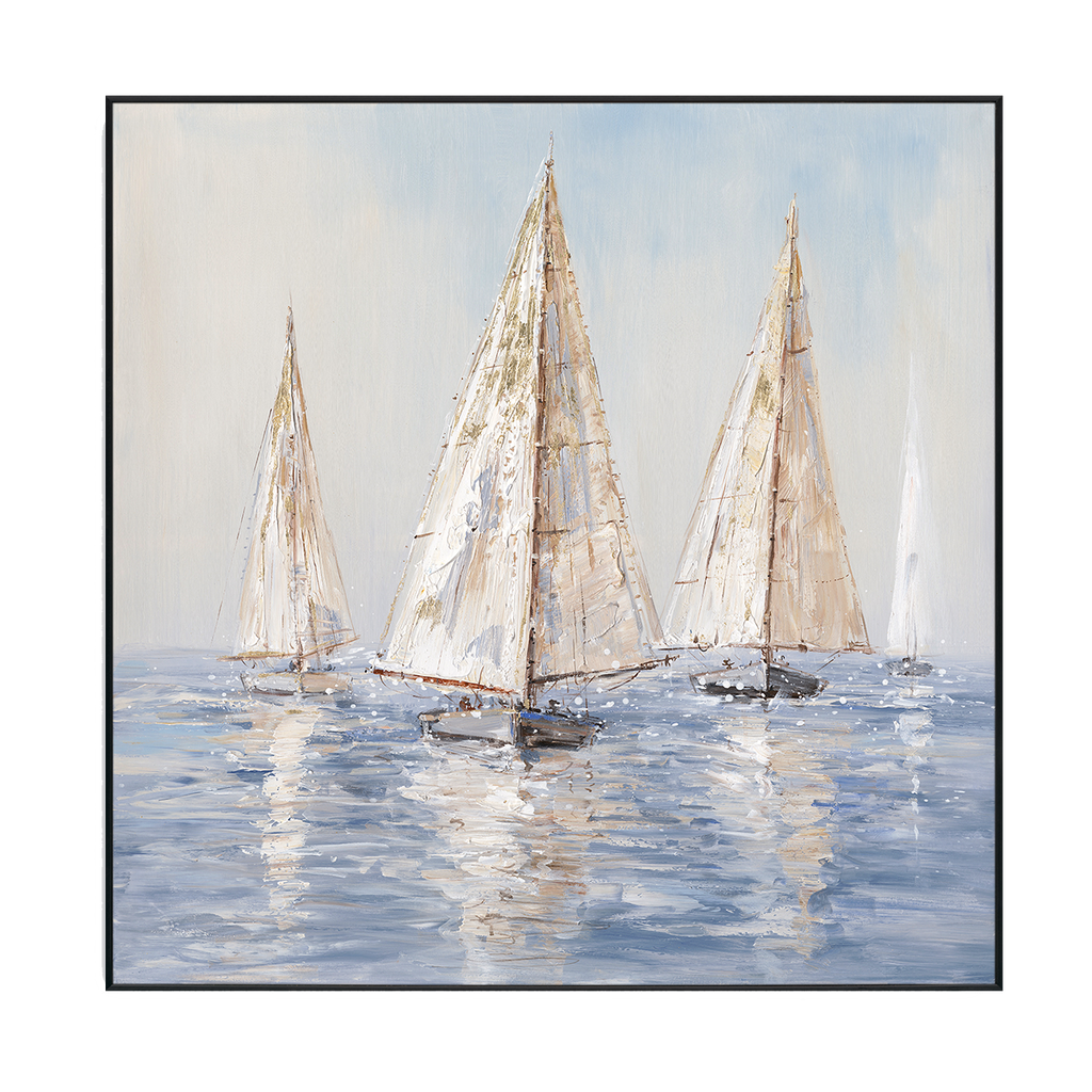 Golden Voyage Abstract Sailboat Painting #M3705