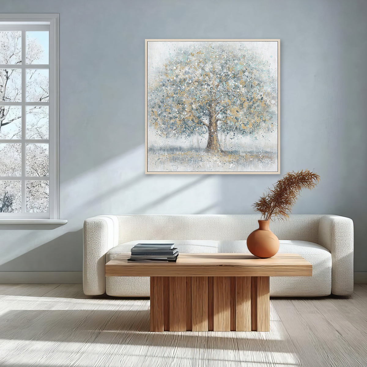 Misty Glow Blue Gold Tree #L0560