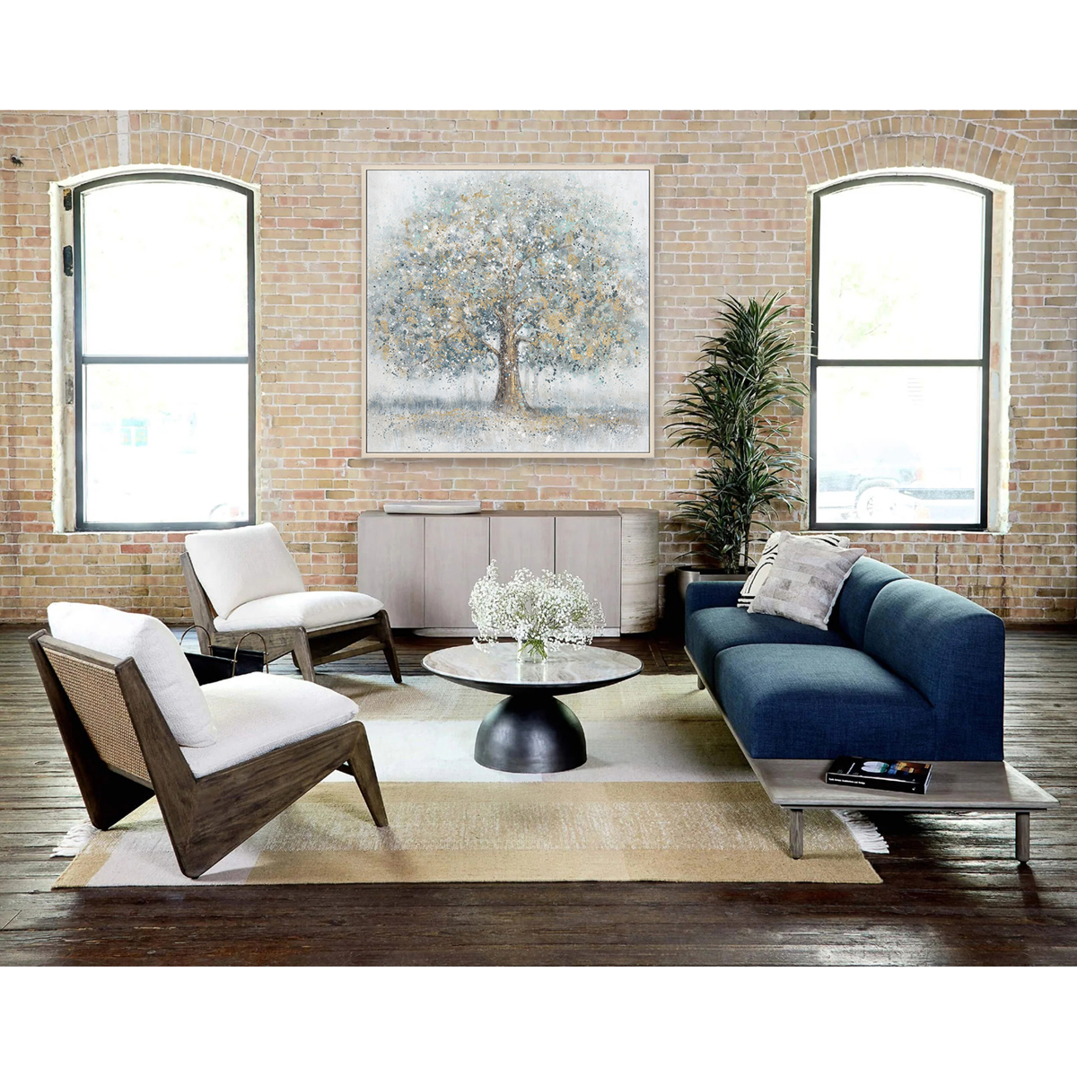 Misty Glow Blue Gold Tree #L0560