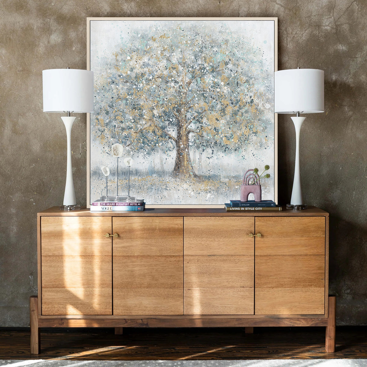 Misty Glow Blue Gold Tree #L0560