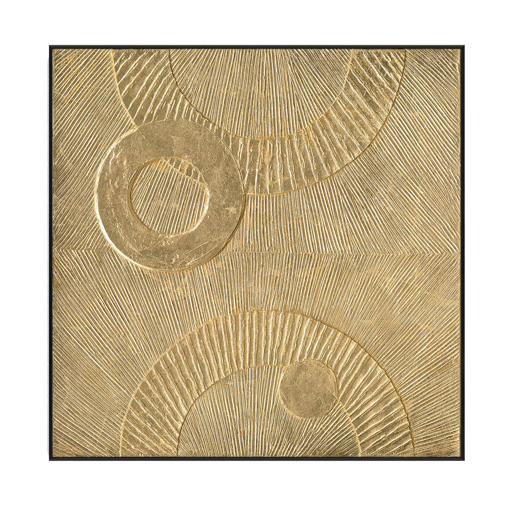 Sunlit Circles Golden Textured Abstract #M6957