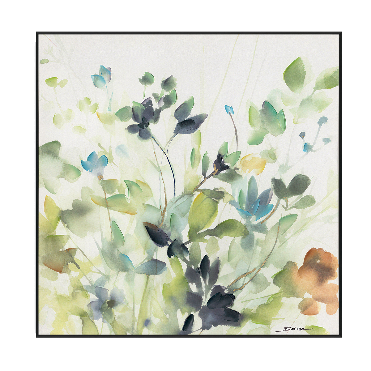 Whispers of Green Abstract Botanical #M6076