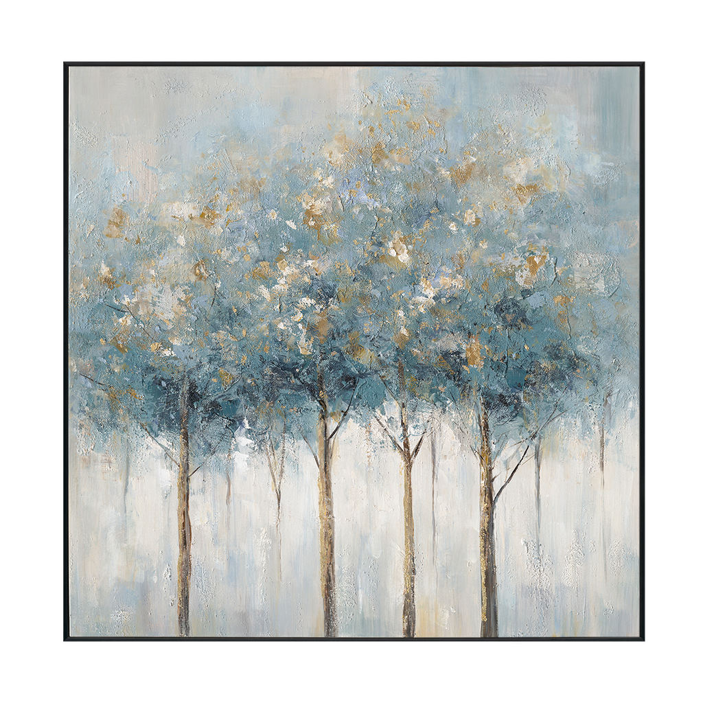 Azure Grove Gold Leaf Tree Painting #M3706