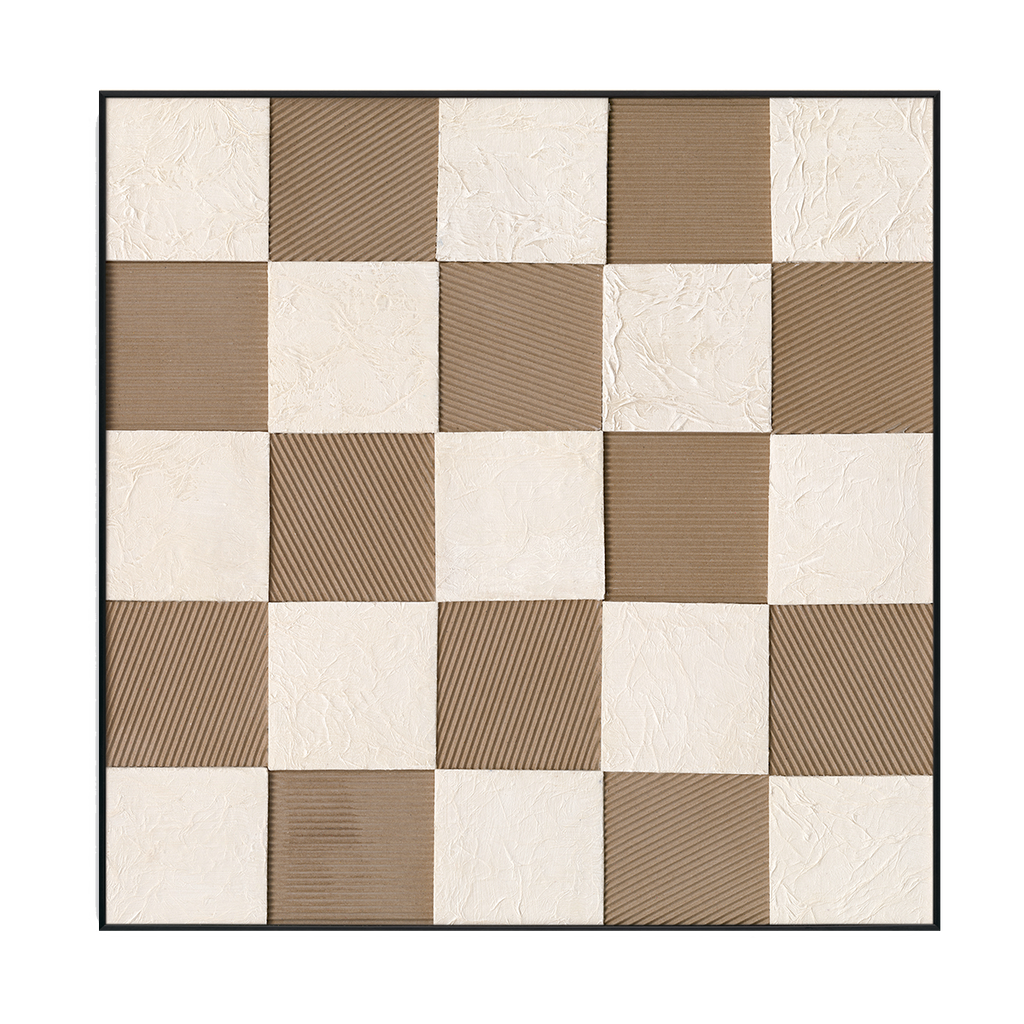 Beige Chessboard Textured Abstract #M2689