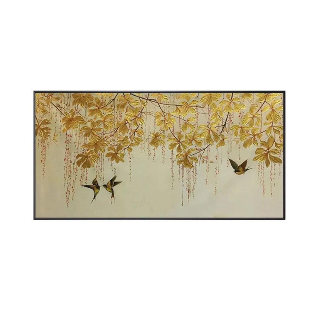 Birds and Vine Textured Painting