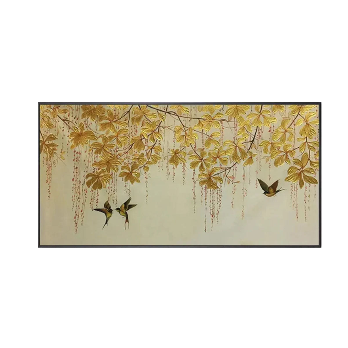 Birds and Vine Textured Painting