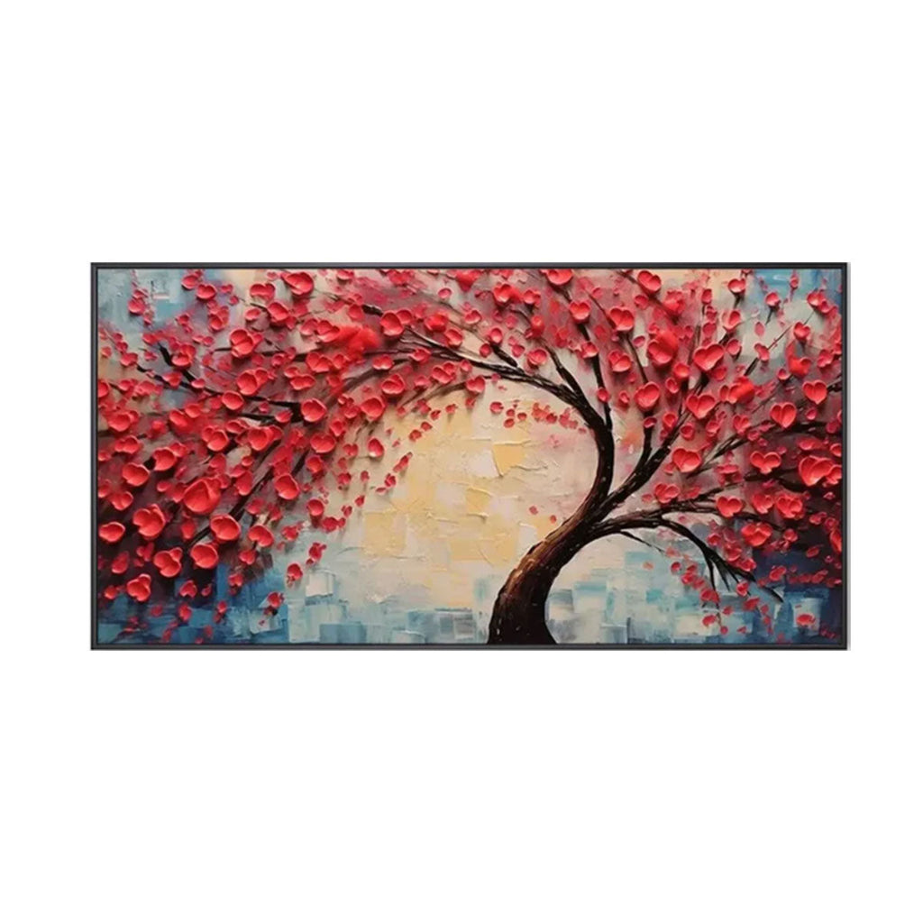 Red Blossom Textured Painting