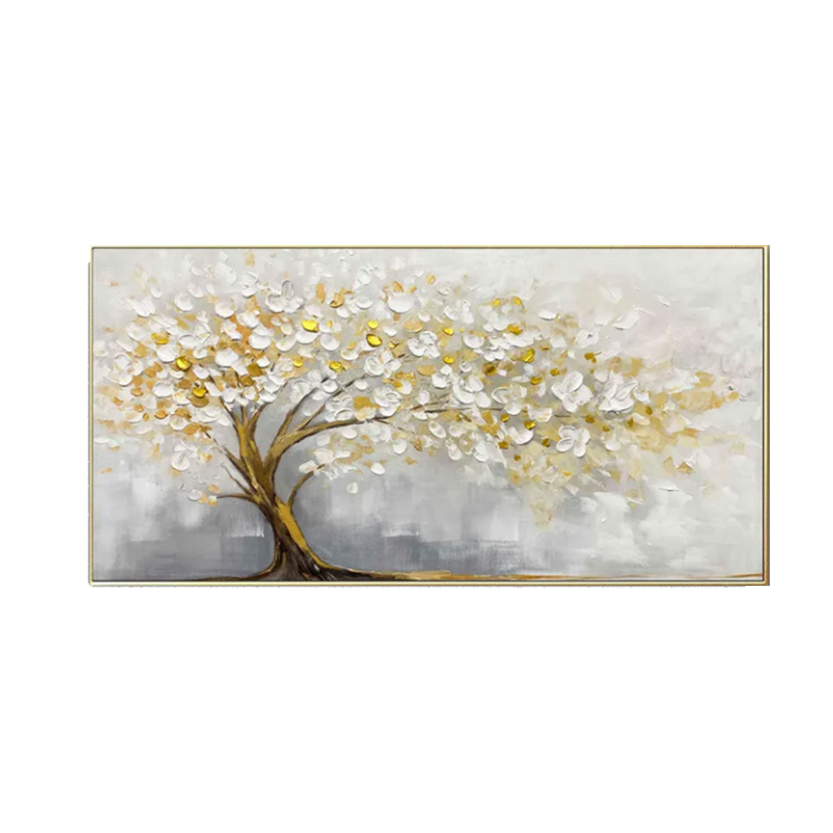 Golden Blossom Serenity Textured Painting