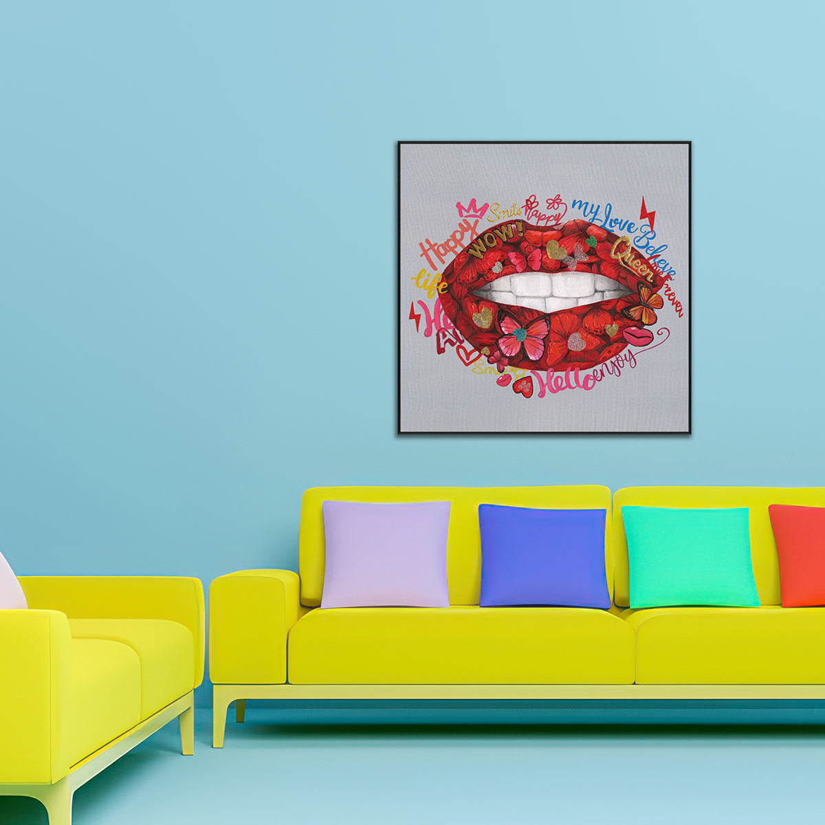 Butterfly Red Lips Pop Art #L2002