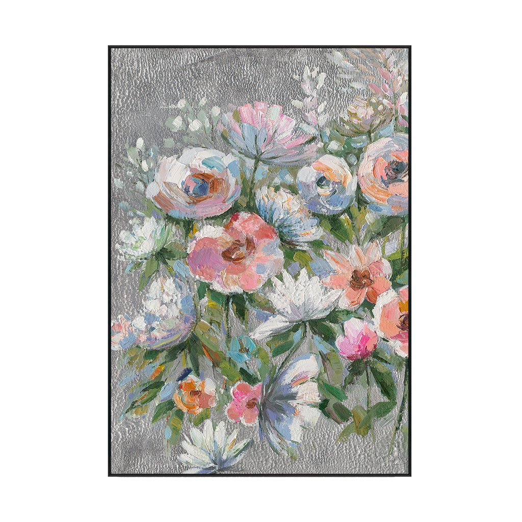 Silver Charm Abstract Floral Painting #M0682