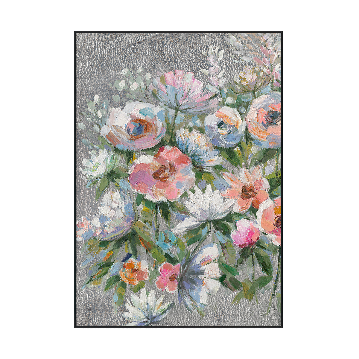 Silver Charm Abstract Floral Painting #M0682