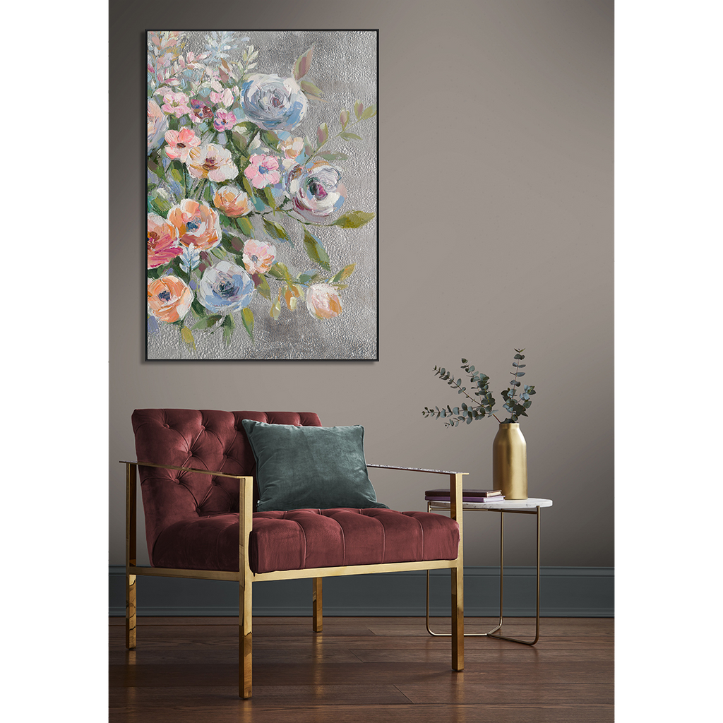 Bloom in Silver Contemporary Floral Painting #M0683