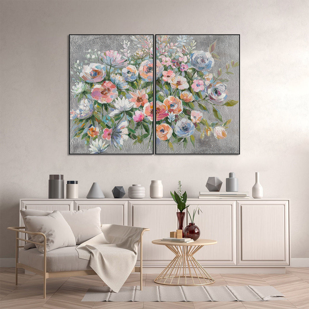 Bloom in Silver Contemporary Floral Painting #M0683