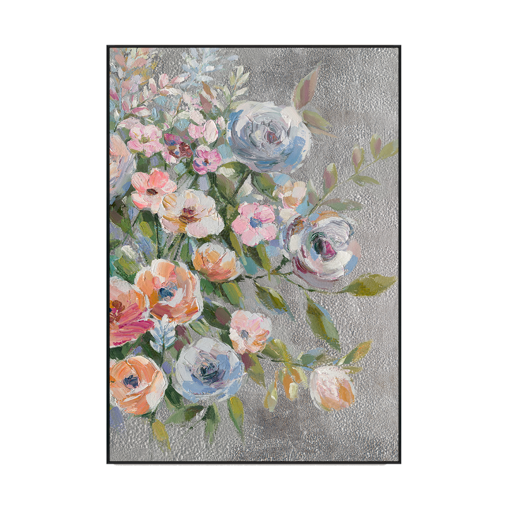Bloom in Silver Contemporary Floral Painting #M0683