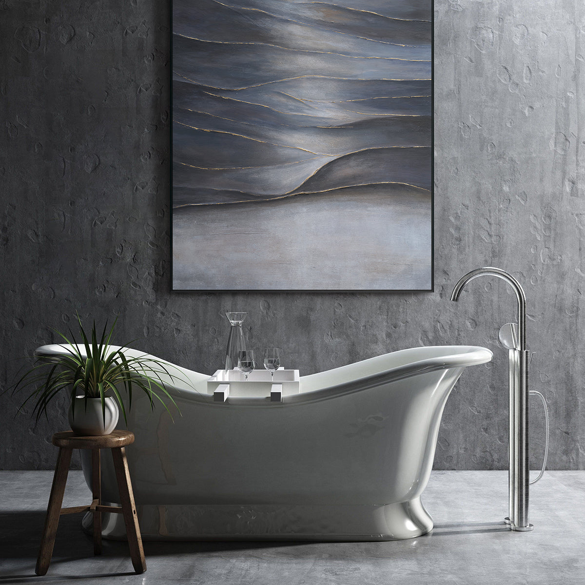 Golden Horizon Abstract Landscape Painting #M0704