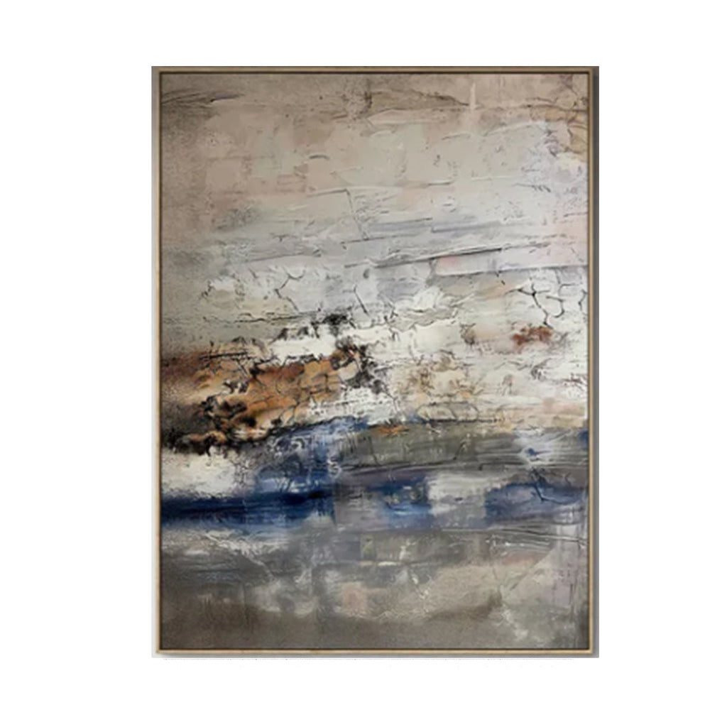 Ocean Drift Beige & Blue Abstract Painting