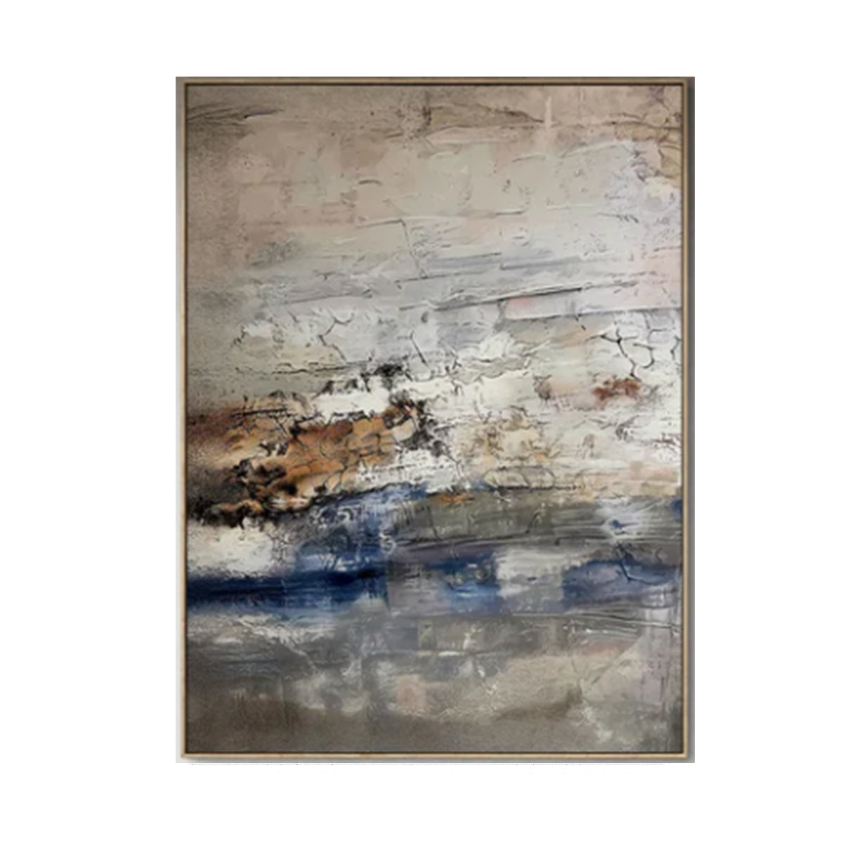 Ocean Drift Beige & Blue Abstract Painting