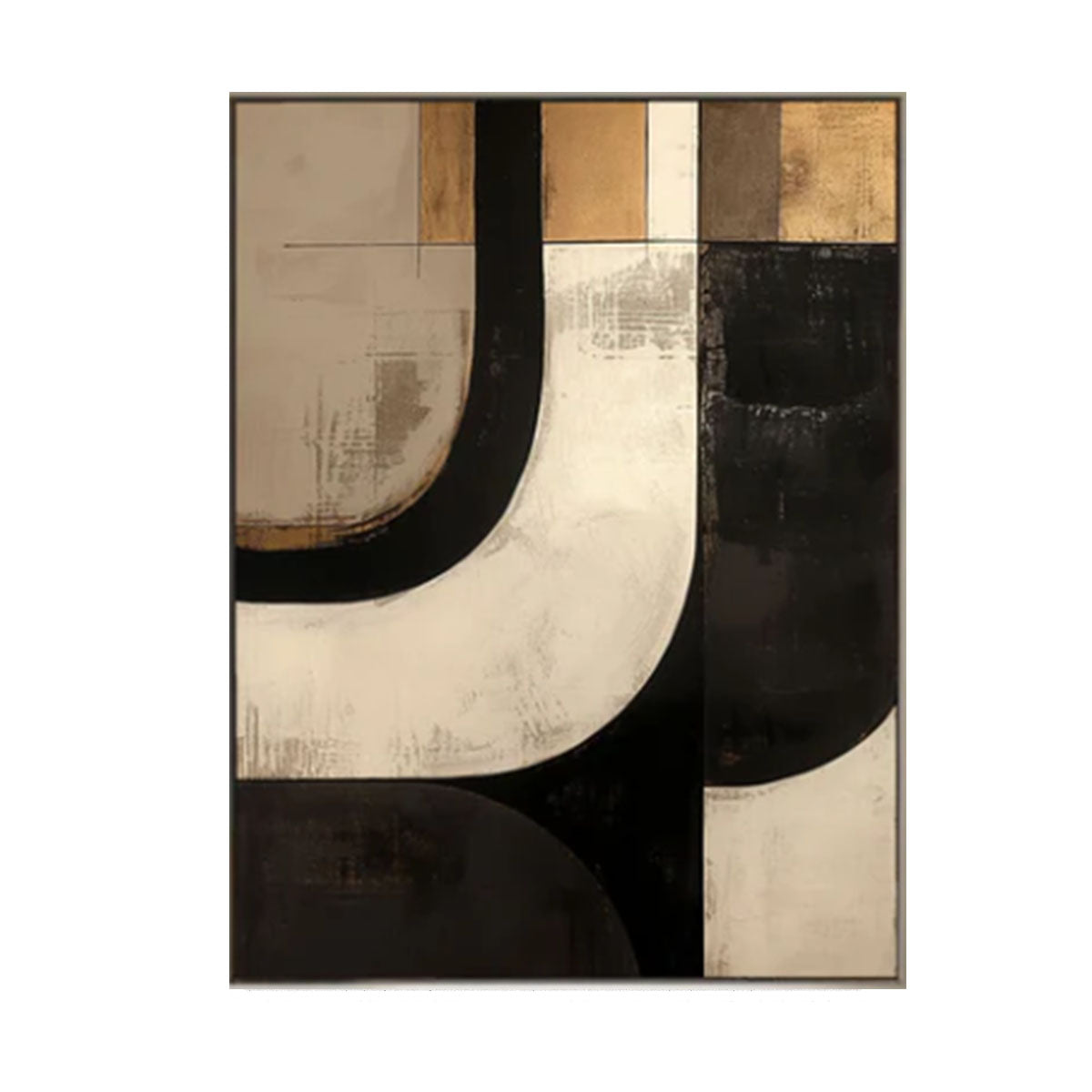 Golden Noir Geometric Abstract Painting