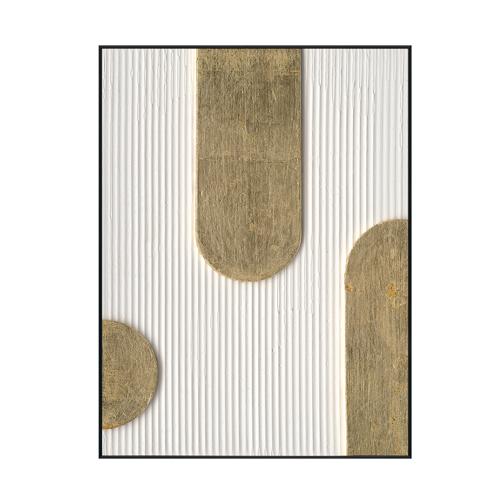 Golden Flow of Light Rounded Geometric Painting #M4676