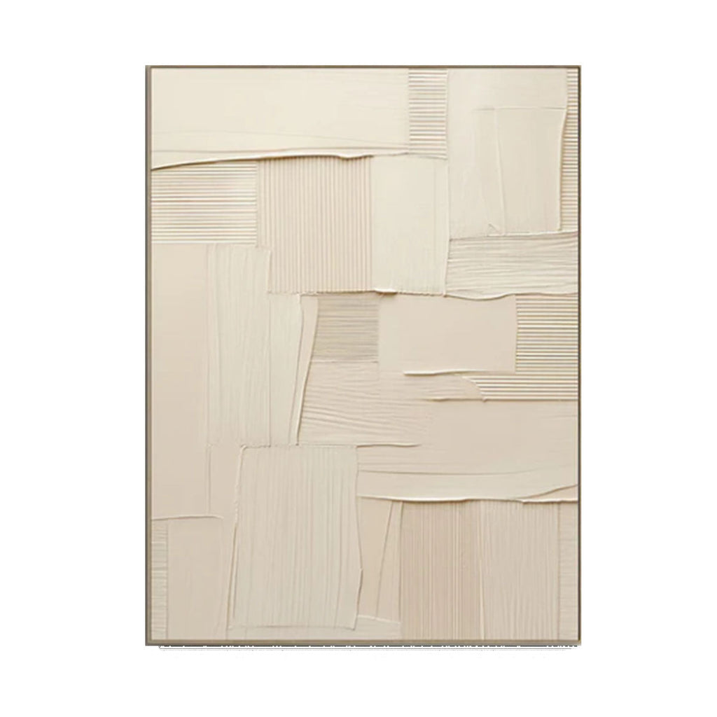 Ivory Stitched Texture Abstract Painting
