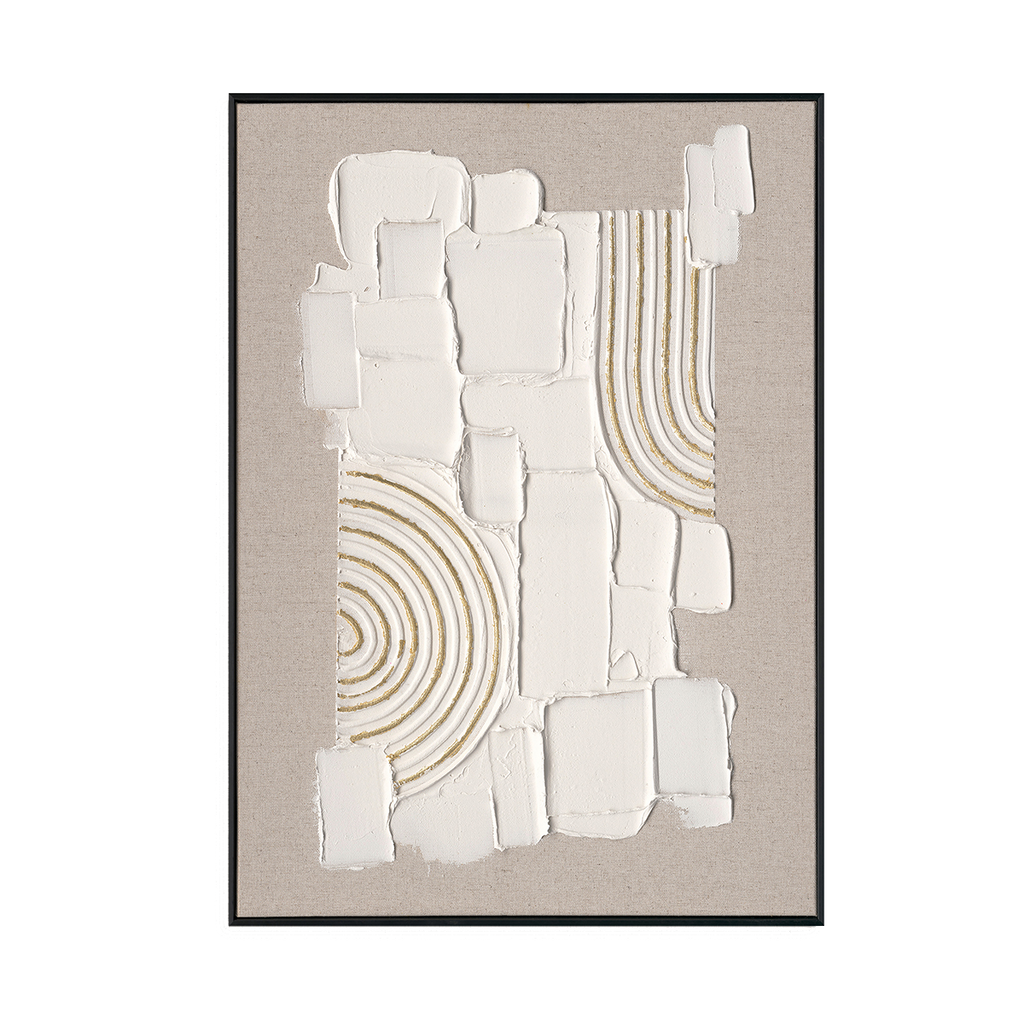 Golden Geometry Abstract Relief Painting (Left & Right) #M2616
