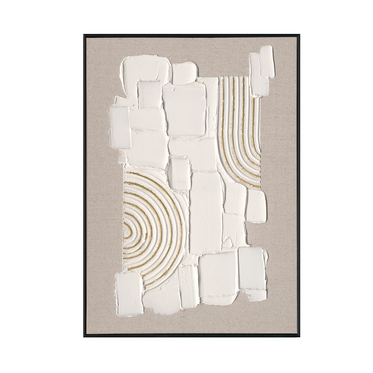Golden Geometry Abstract Relief Painting (Left & Right) #M2616