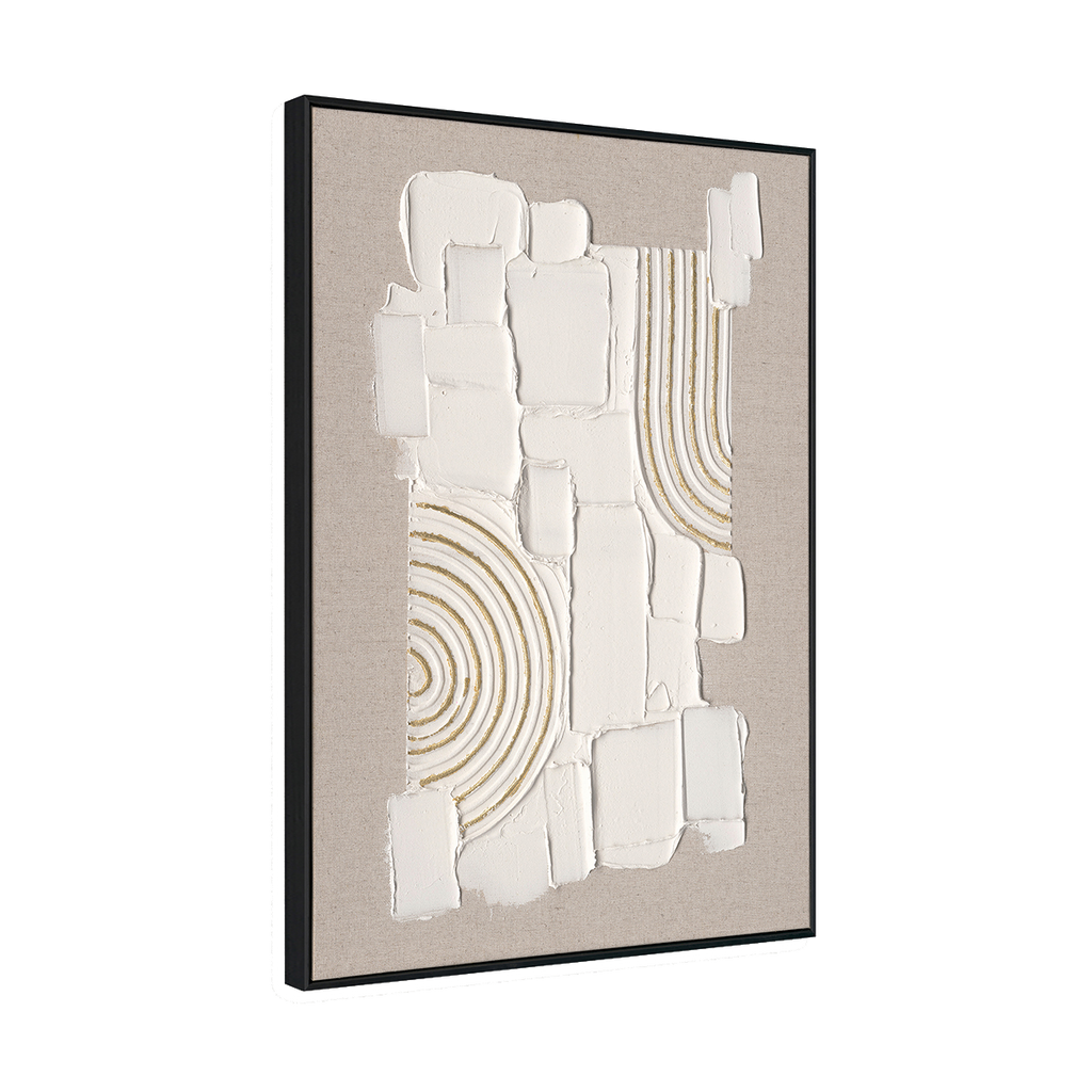 Golden Geometry Abstract Relief Painting (Left & Right) #M2616
