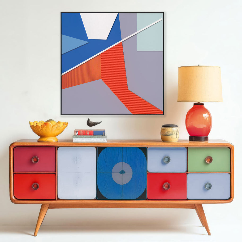 Red Blue Symphony Abstract Geometry #M2625