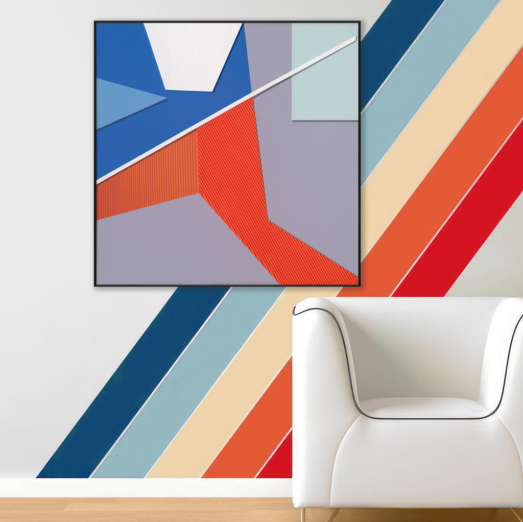 Red Blue Symphony Abstract Geometry #M2625