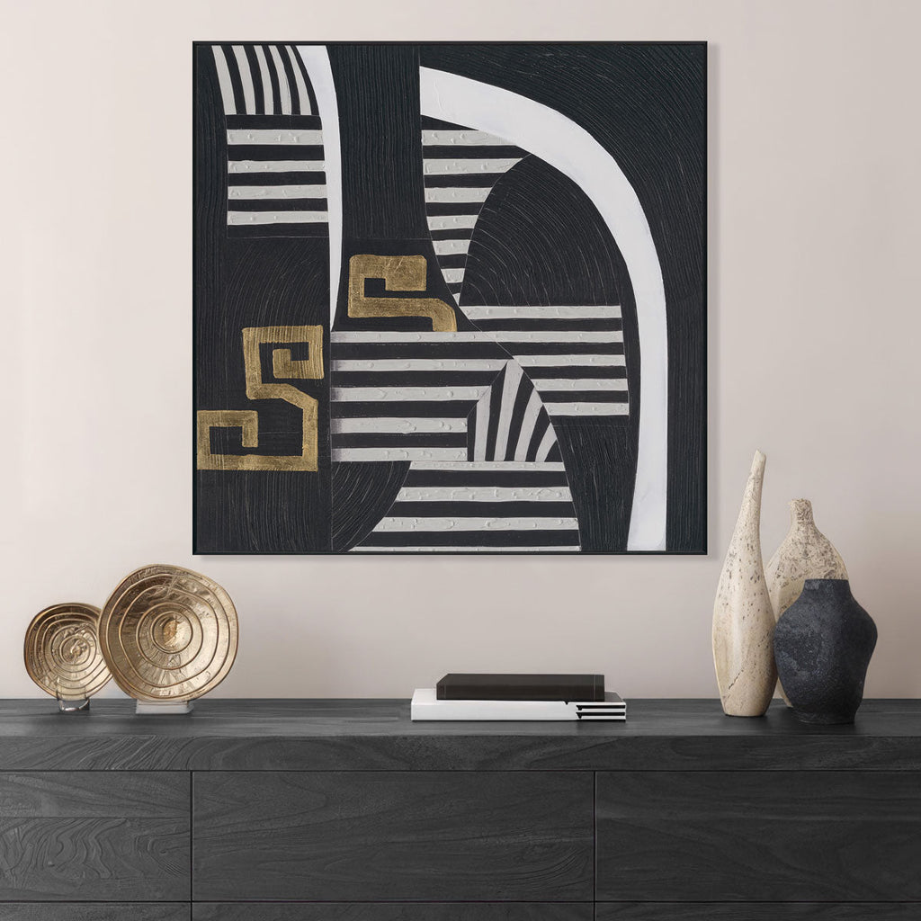 Golden Rhythm Black White Geometry #M2628