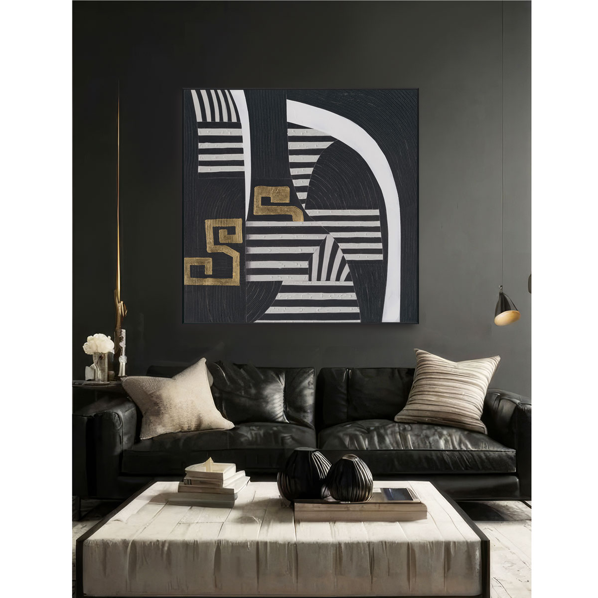 Golden Rhythm Black White Geometry #M2628