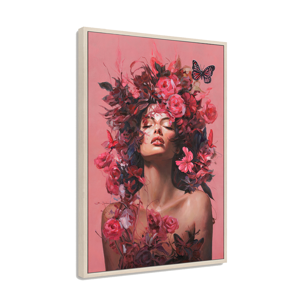 Floral Muse Pink Woman Canvas Art #M2703