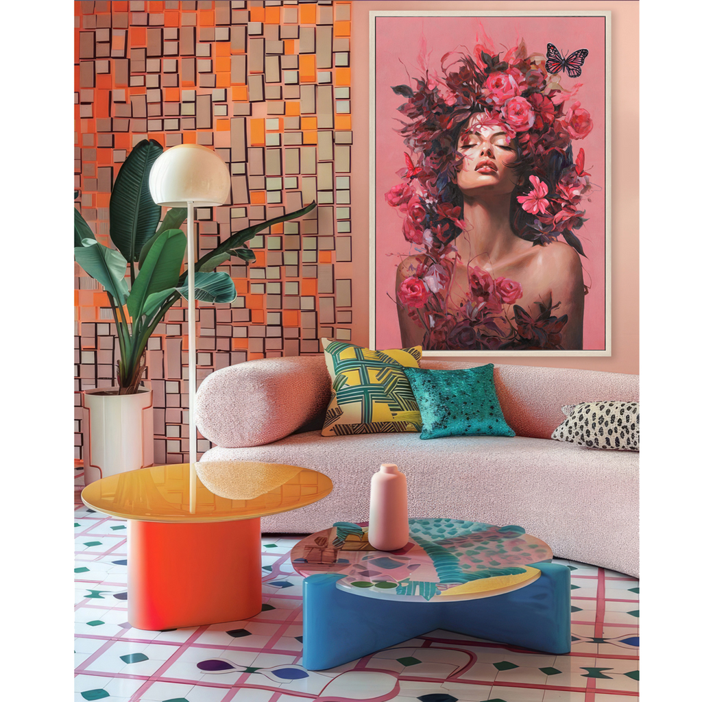 Floral Muse Pink Woman Canvas Art #M2703