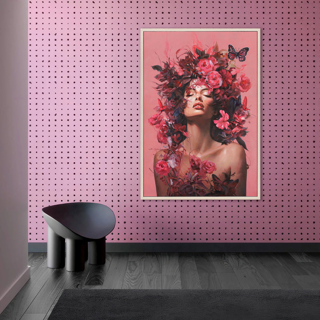 Floral Muse Pink Woman Canvas Art #M2703