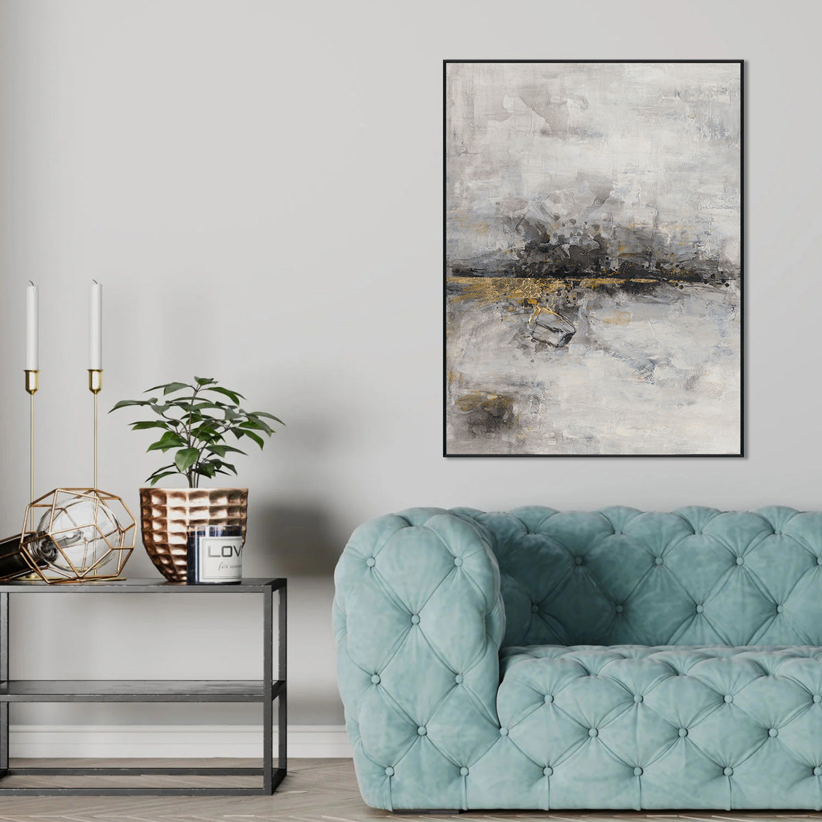 Golden Haze Abstract Texture with Foil #M3508