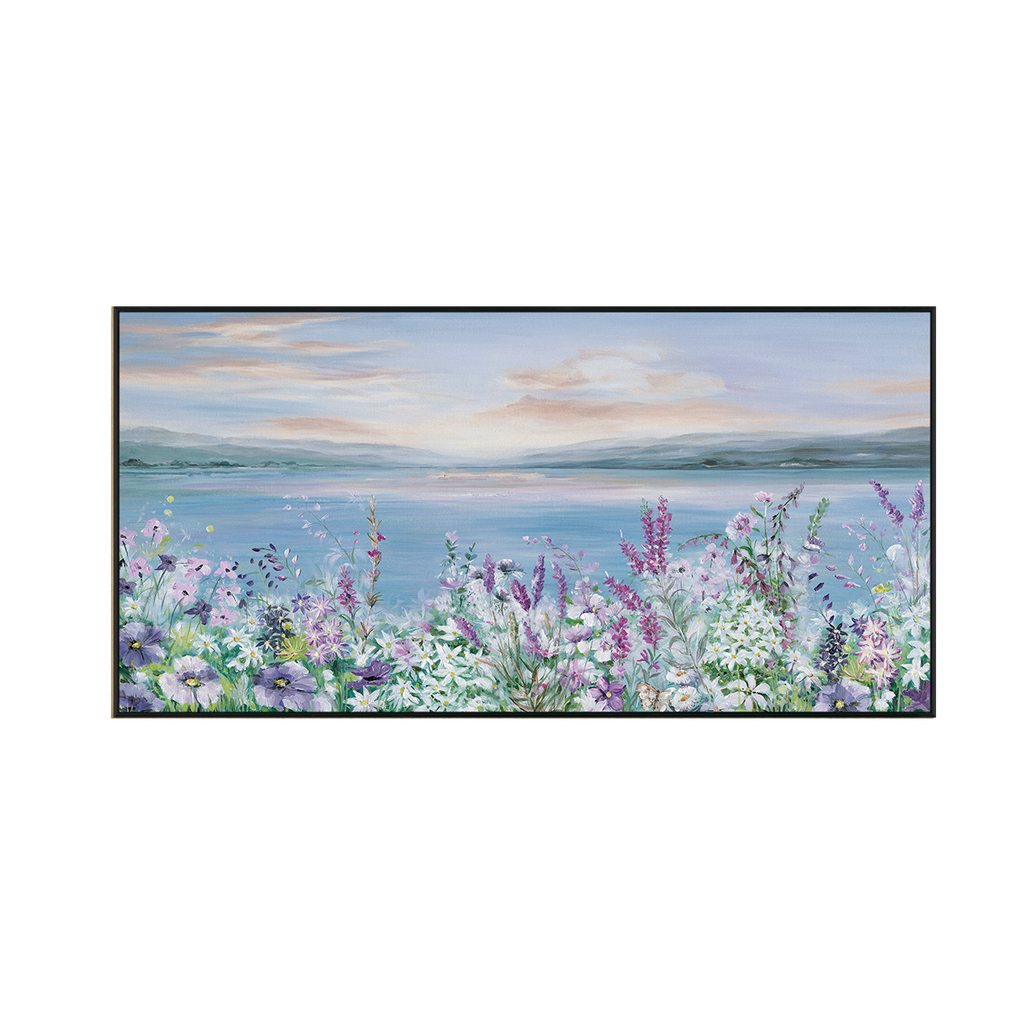 Lakeside Blossom Romantic Landscape Painting #M3522