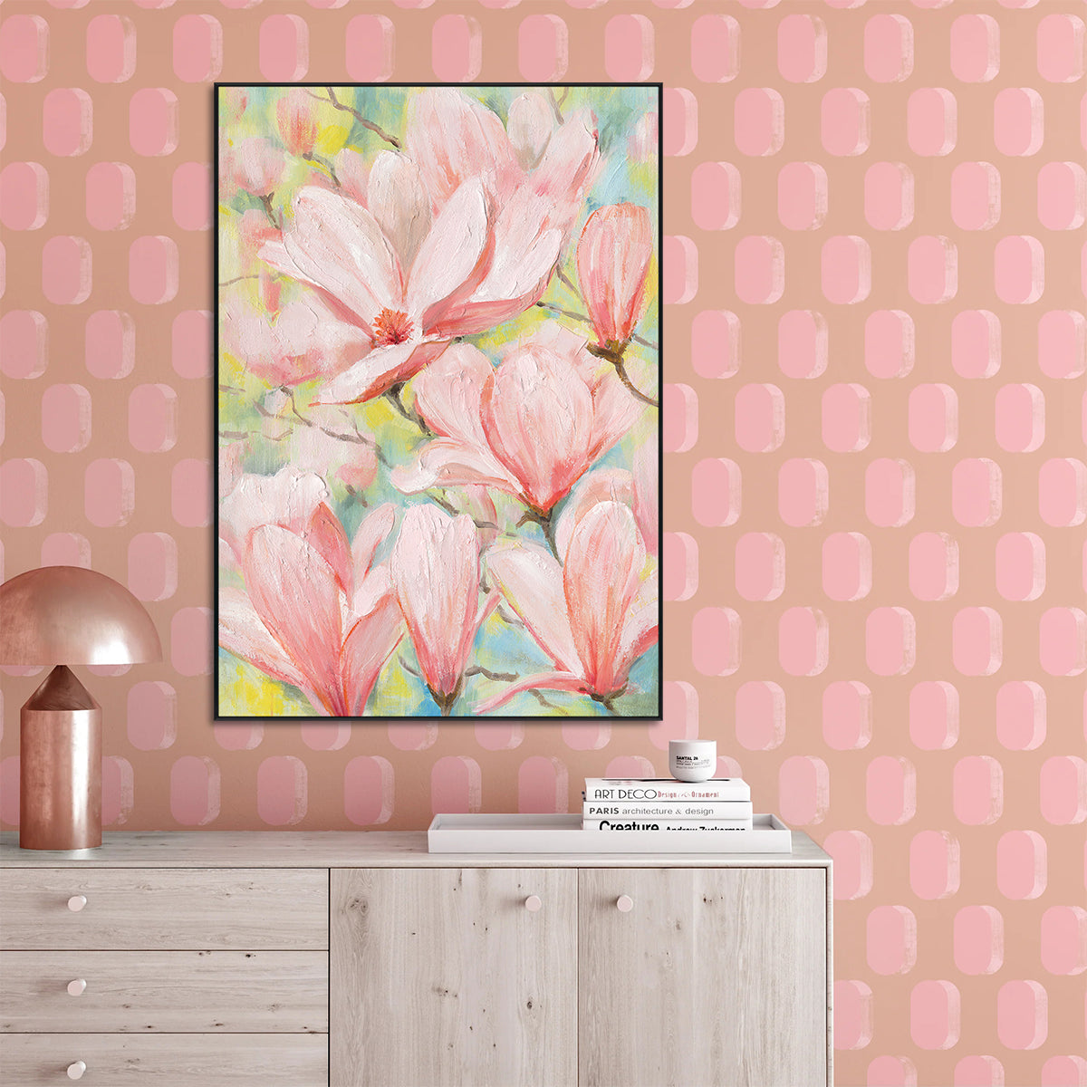 Blush Magnolia Romantic Abstract Painting #M3528