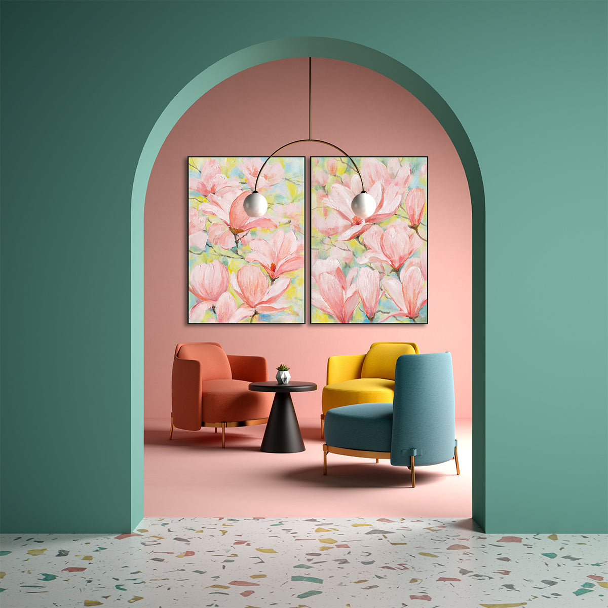 Blush Magnolia Romantic Abstract Painting #M3528