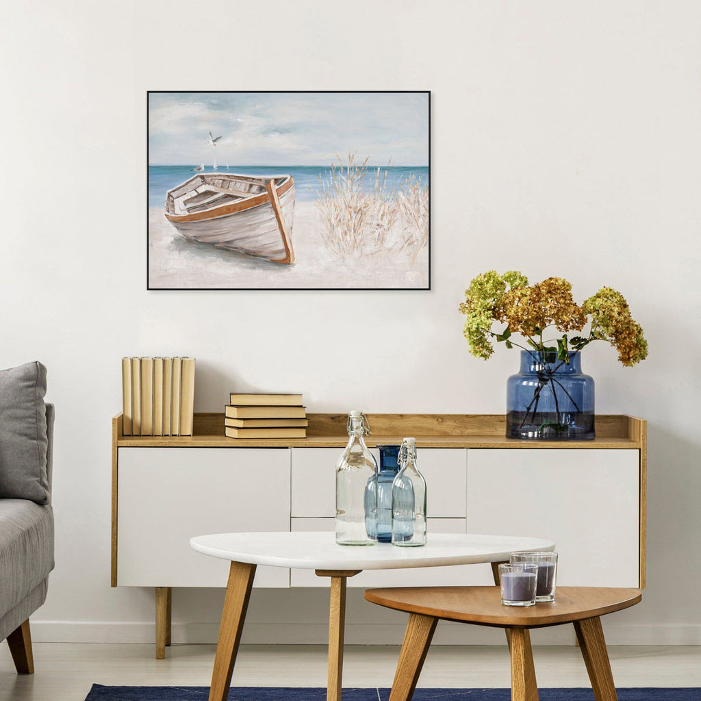 Resting Boat Coastal Landscape Painting #M3543