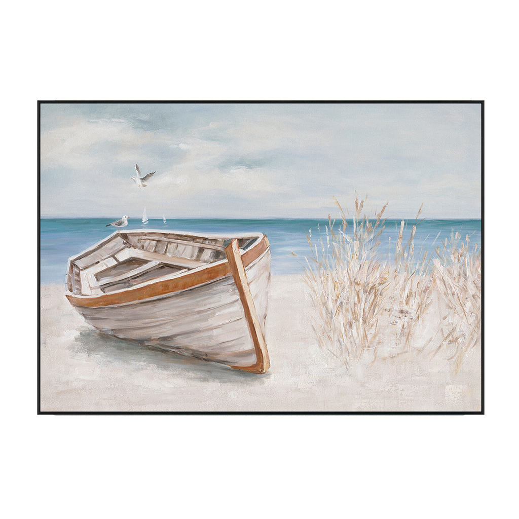 Resting Boat Coastal Landscape Painting #M3543