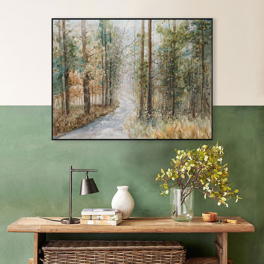 Forest Pathway Watercolor Landscape #M3558