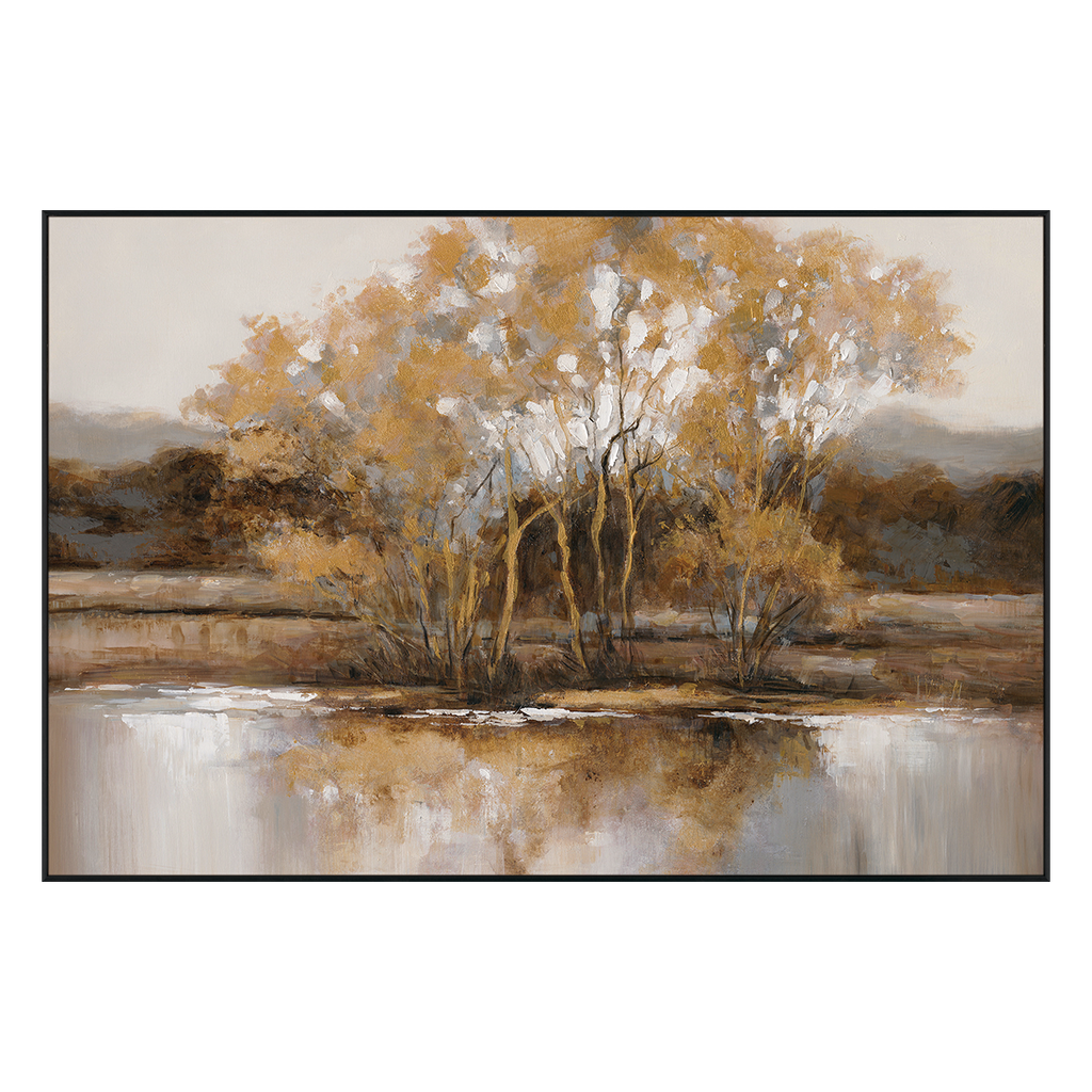 Golden Tranquility Autumn Lake Landscape #M3603