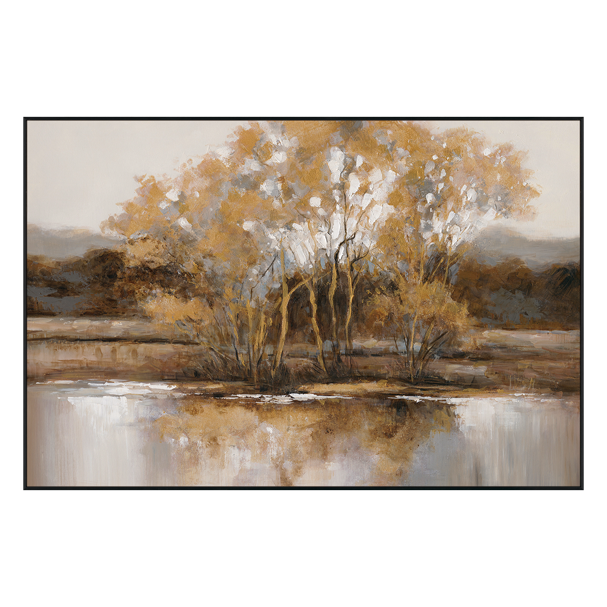 Golden Tranquility Autumn Lake Landscape #M3603